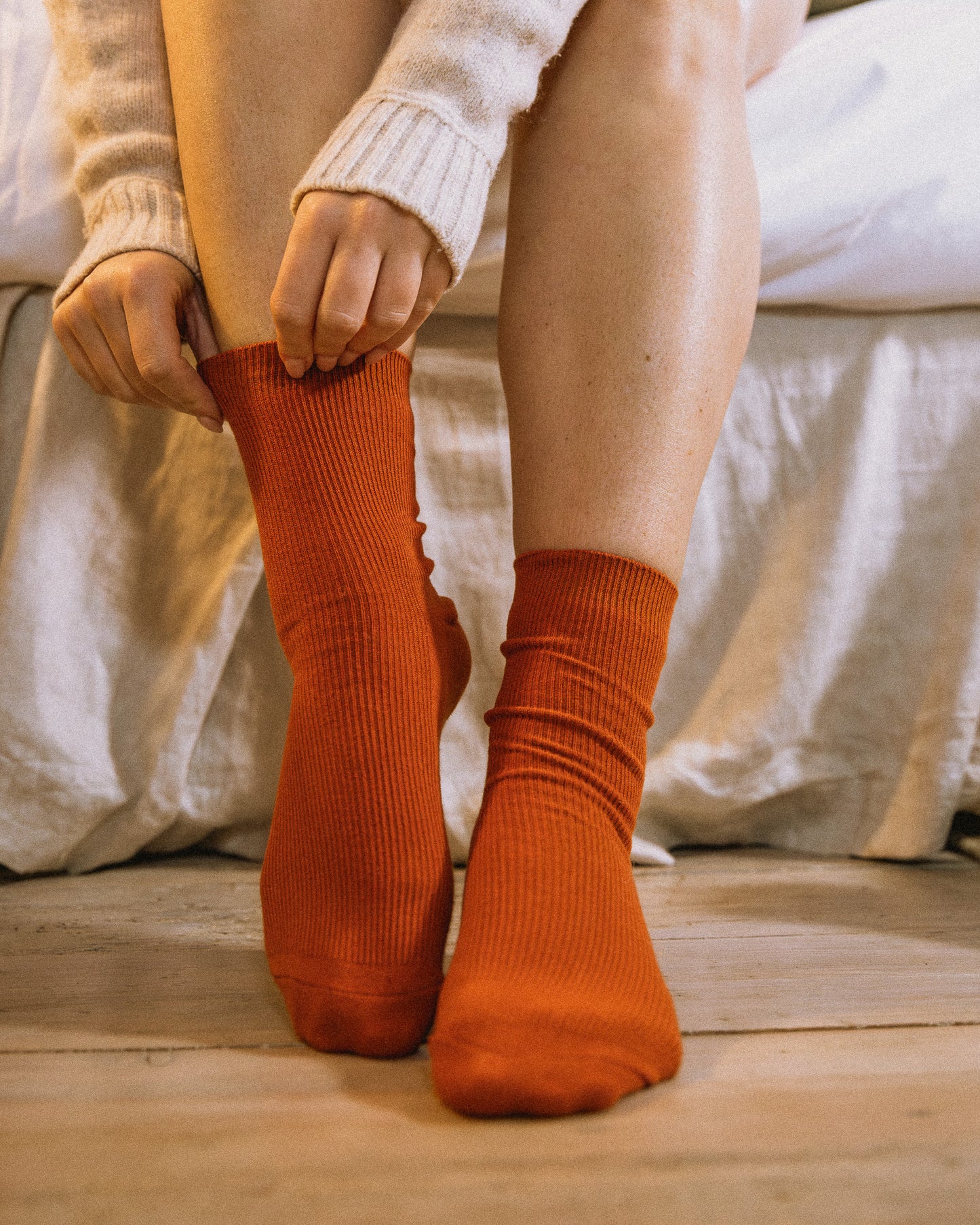Classic Rib Socks in Rust