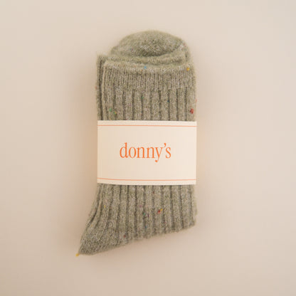Slouch Rib Socks in Speckle Sage