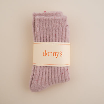 Slouch Rib Socks in Speckle Pink