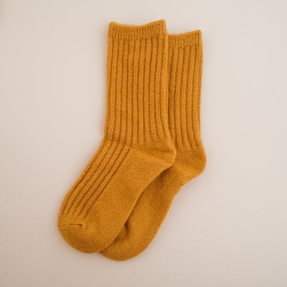 Slouch Rib Socks in Mustard