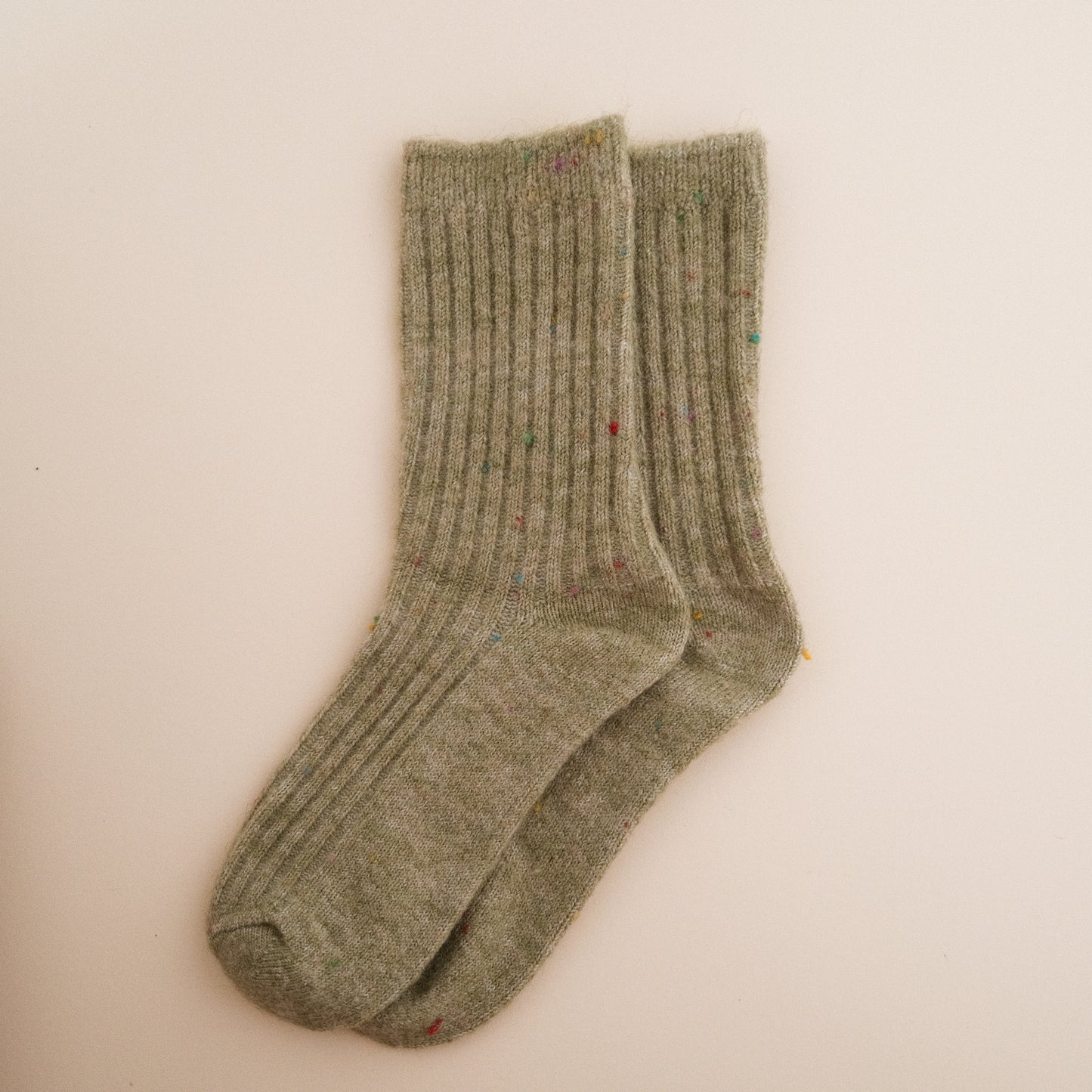 Slouch Rib Socks in Speckle Sage