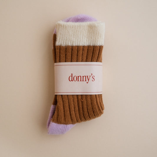 Block Rib Socks in Latte