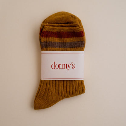 Summer Stripe Socks in Mustard