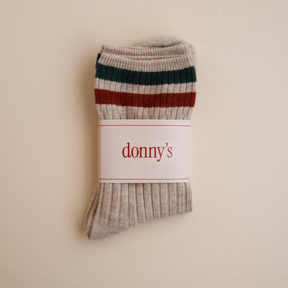 Summer Stripe Socks in Pebble