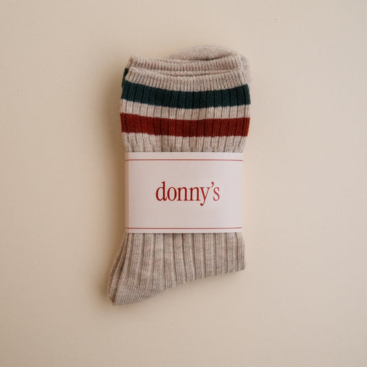 Summer Stripe Socks in Pebble