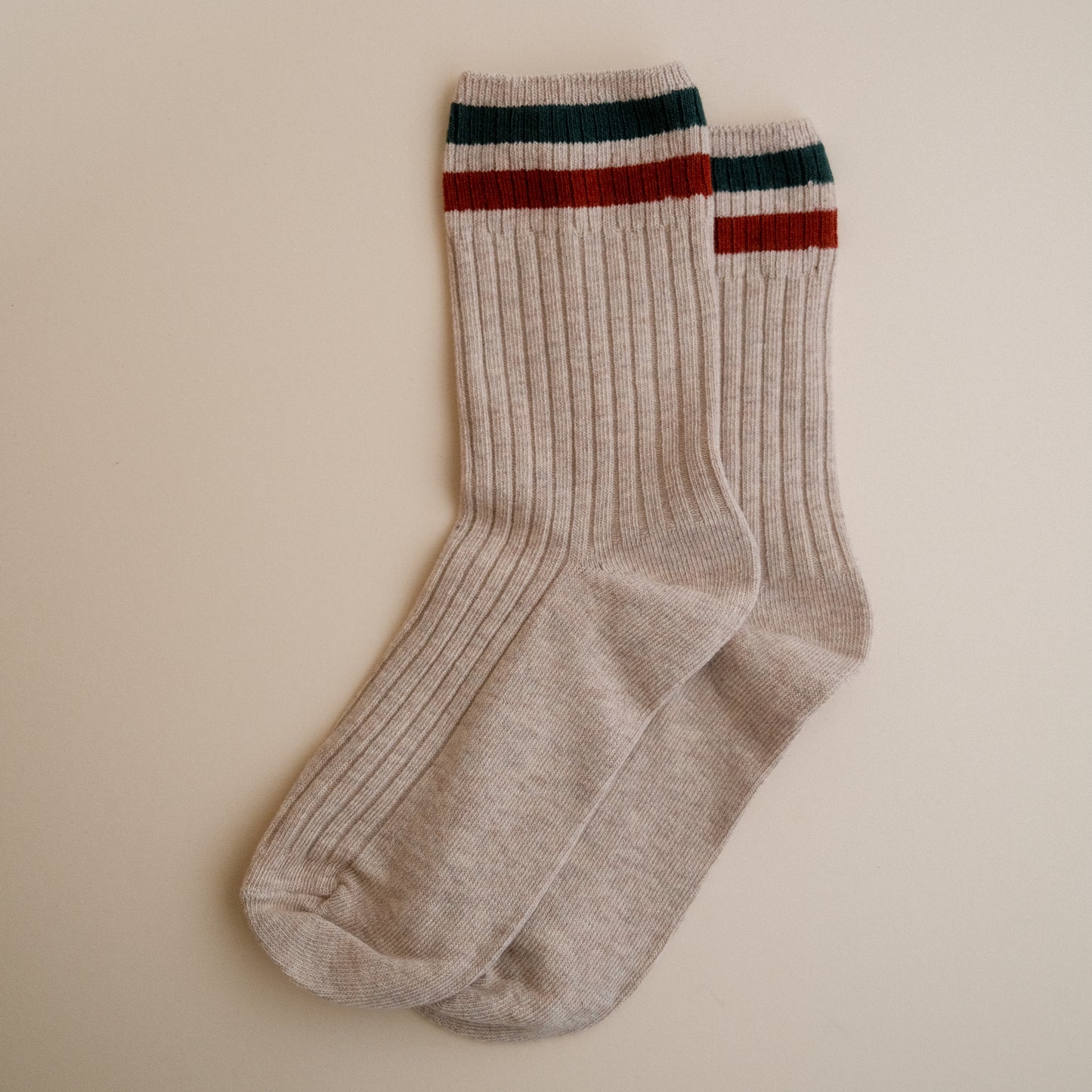 Summer Stripe Socks in Pebble